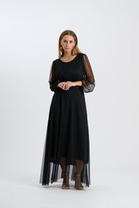 Abito Mirena – Lungo con scollo rotondo e maniche trasparenti