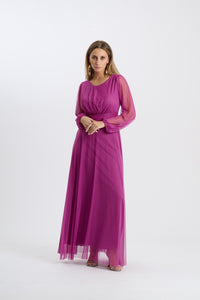 Abito Mirena – Lungo con scollo rotondo e maniche trasparenti