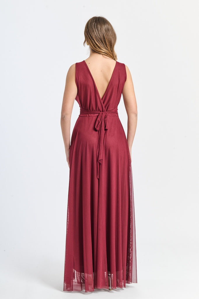 Abito da damigella in tulle con scollo a V Flavia