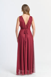 Abito da damigella in tulle con scollo a V Flavia