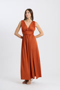 Rochie lungă din satin cu decolteu în V – modelul „Aria”