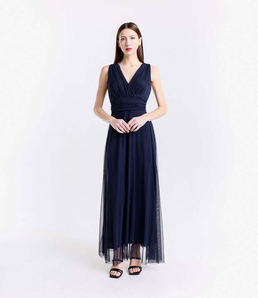Abito da damigella in tulle con scollo a V Flavia