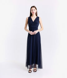 Abito da damigella in tulle con scollo a V Flavia