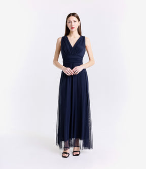 Abito da damigella in tulle con scollo a V Flavia