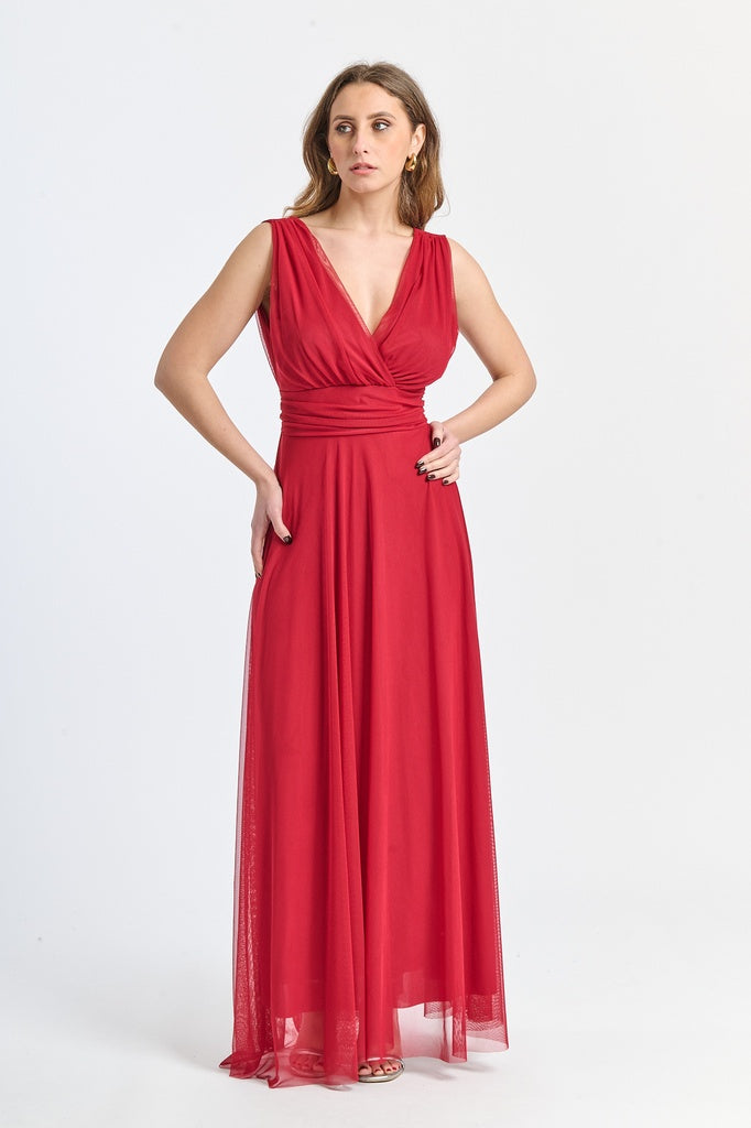 Abito da damigella in tulle con scollo a V Flavia