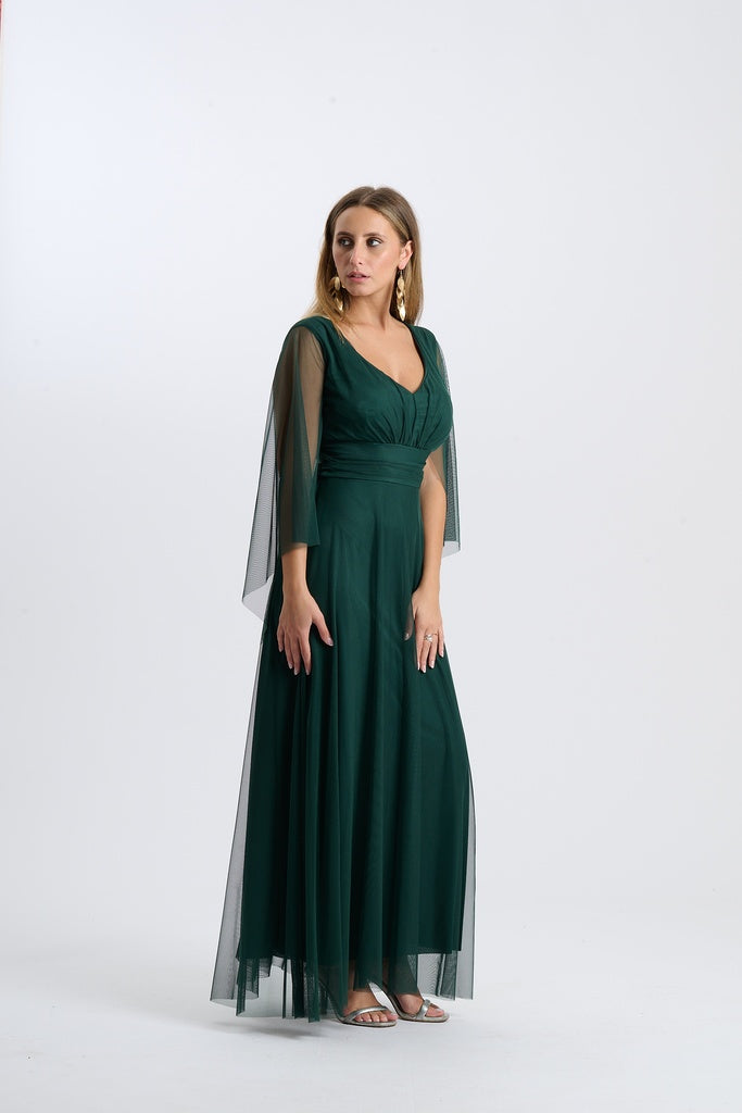 Abito Mirelia – Lungo in tulle con maniche a mantella