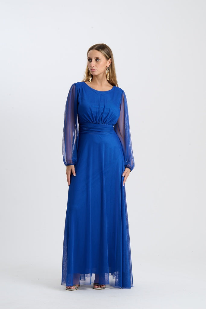 Abito Mirena – Lungo con scollo rotondo e maniche trasparenti