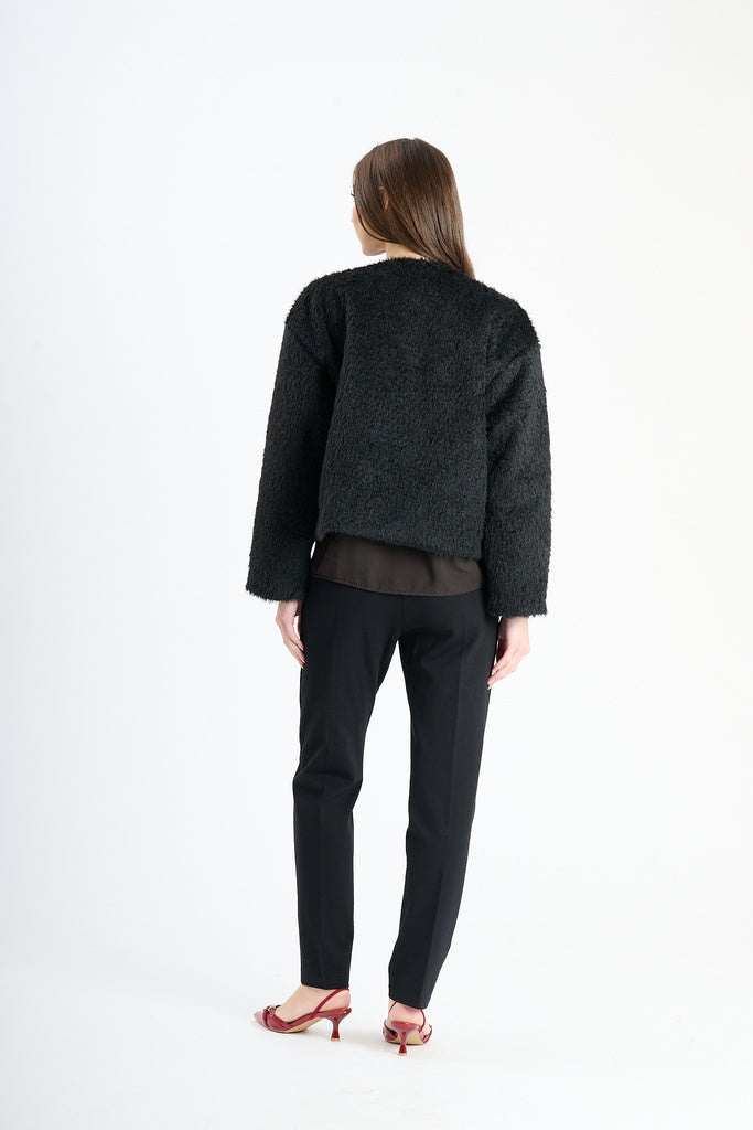 Giaccetta corta in pelliccia sintetica, stile casual e versatile