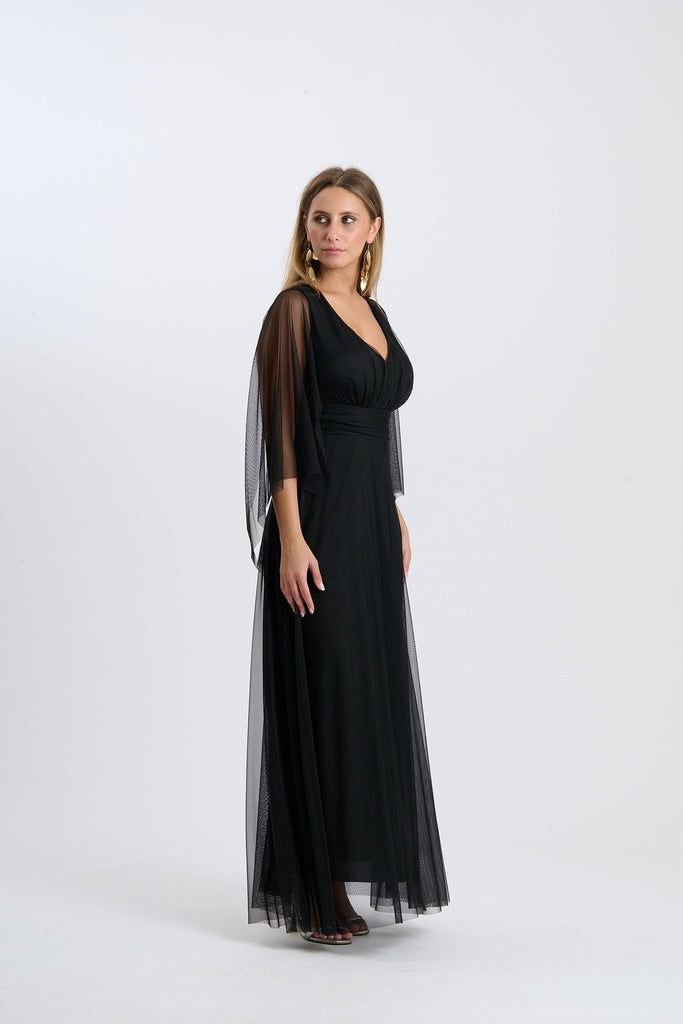 Abito Mirelia – Lungo in tulle con maniche a mantella