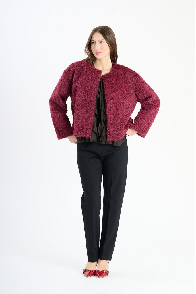 Giaccetta corta in pelliccia sintetica, stile casual e versatile