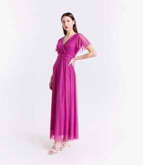 Vestito ciliegio trasparente, perfetto per feste romantiche