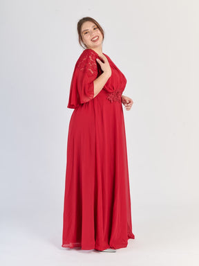 plus size Bordo con applicazioni floreali al busto