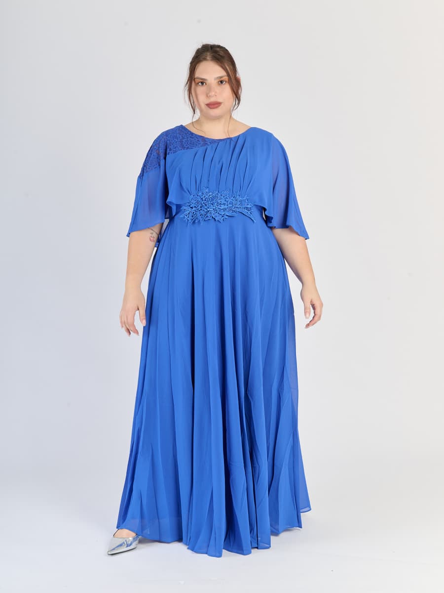 Abito lungo plus size Bluette, maniche ampie e scollo rotondo