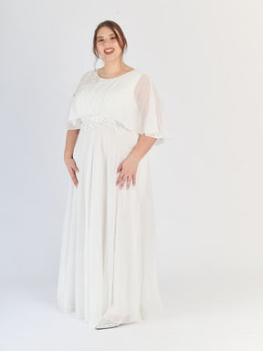 Vestito da sera plus size Bianco, maniche ampie e finitura luminosa