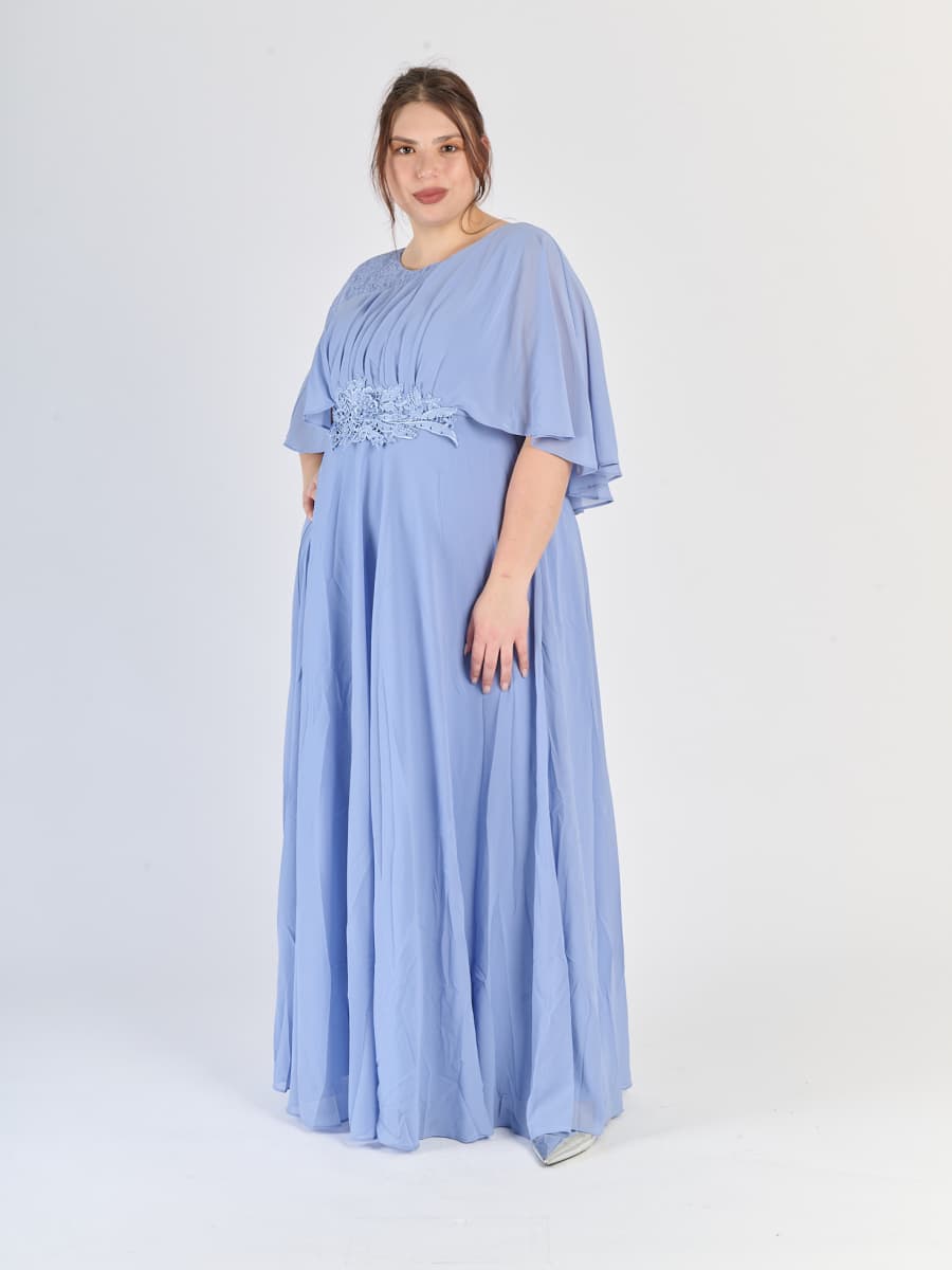 Abito formale plus size Lavanda con drappeggi delicati sul busto