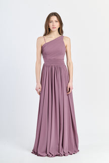 Abito lungo in tulle asimmetrico Luna