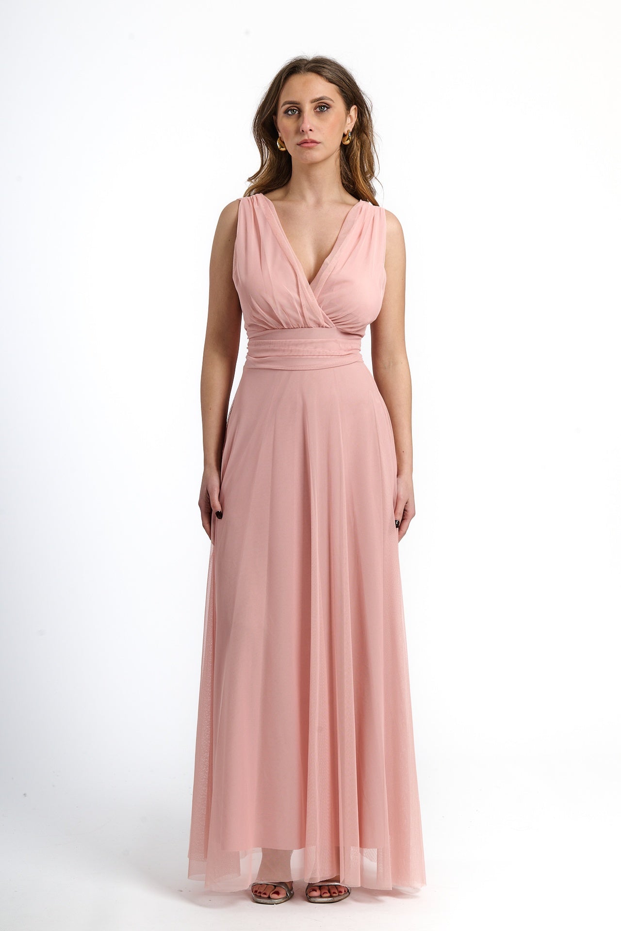 Robe rosa antico elegante confodera fluida e charme retrò