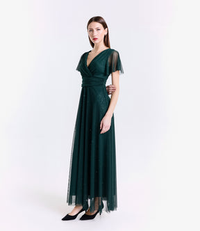 Vestito verde.S trasparente, perfetto per eventi all’aperto