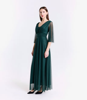 Abito verde.S elegante in tessuto leggero, ideale per eventi estivi