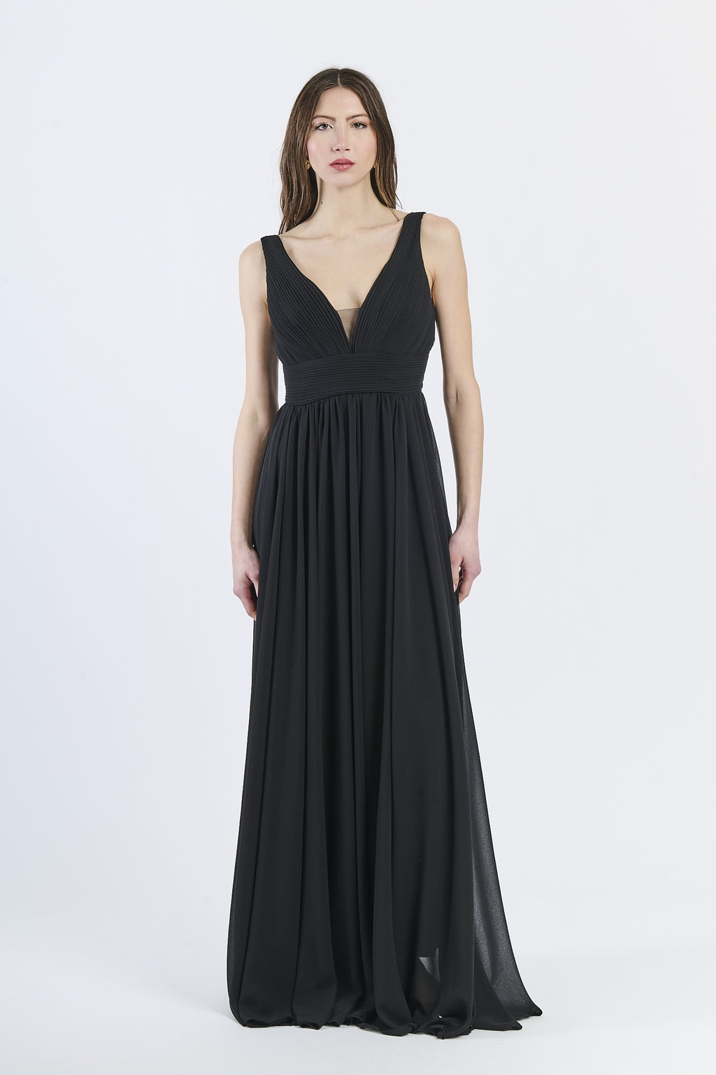 Abito formale nero in tulle, ideale per serate notturne