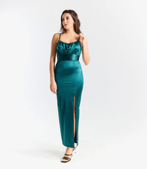 Abito elegante verde.S, design avvolgente con vita incontrita