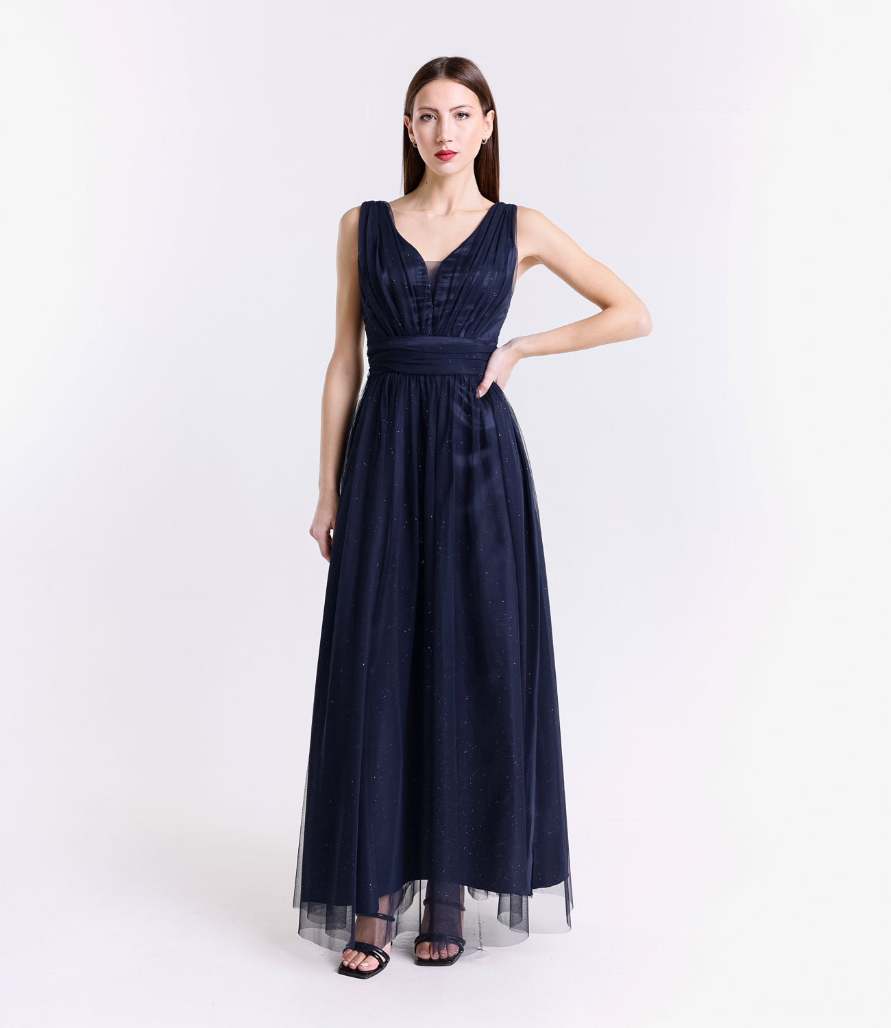 Abito da festa navy in tulle, classico ed elegante per eventi formali