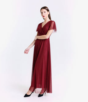 Vestito bordeaux trasparente, perfetto per serate formali