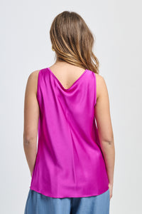 Canotta ciliegio romantica dalcollo drappato