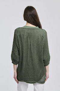 Maglione militare oversize in tricot pesante, stile rustico e trendy