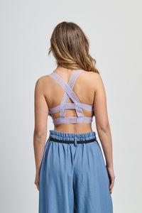 Canotta lilla in uncinetto,stile romantico e cropped