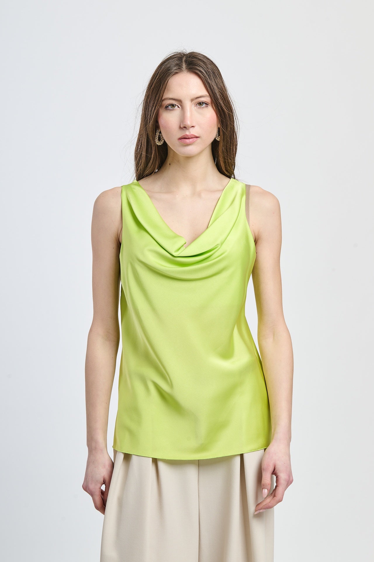 Canotta verde mela rinfrescante senza spalline concollo avvolgente