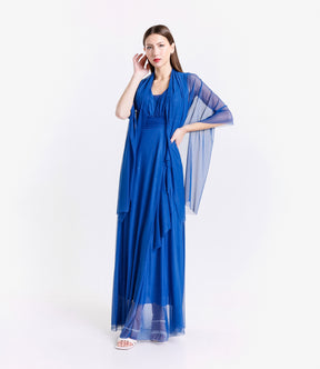 Vestito bluette trasparente, stile elegante e delicato
