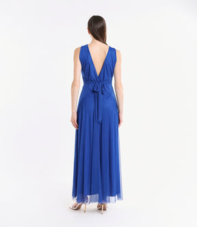 Abito formale bluette in pizzo coneleganza leggera