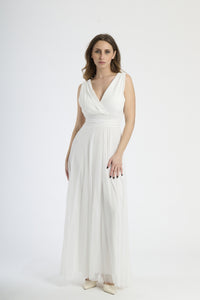 Abito lungo bianco in pizzo,perfetto per cerimonie