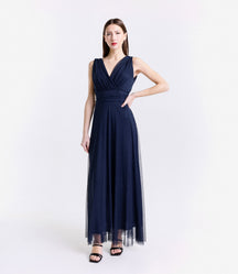 Abito lungo navy senza spalline,timeless e sofisticato