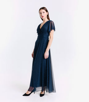 Vestito navy trasparente, perfetto per serate formali