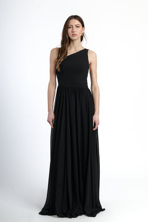 Abito lungo in tulle asimmetrico Luna