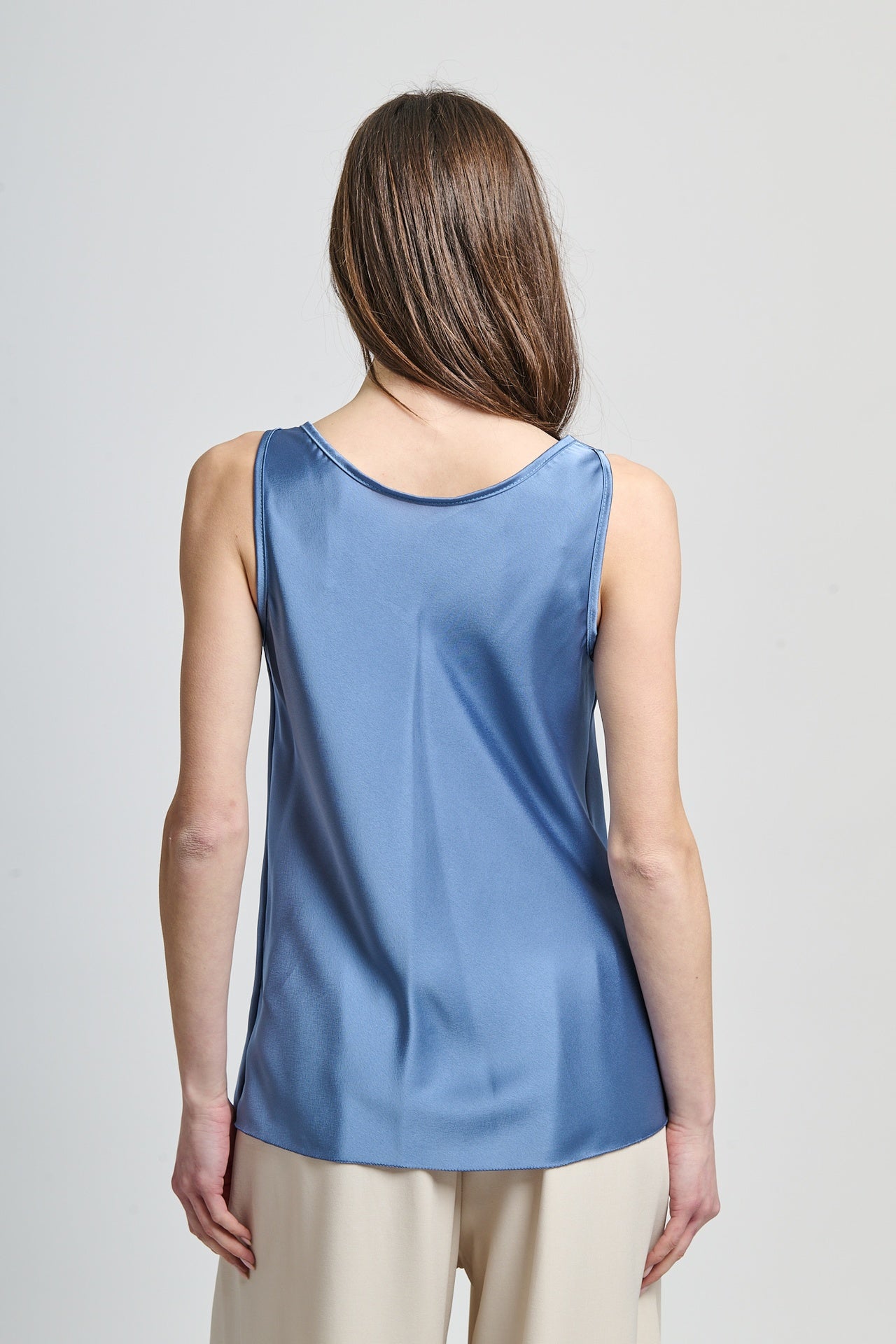 Canotta jeans dalcollo drappato in stile denim