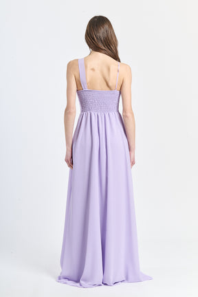 Abito lungo in tulle asimmetrico Luna