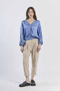 Cardigan jeans con bottoni e tessuto jeans-effect