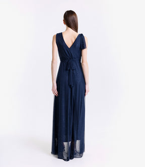 Vestito navy trasparente, stile elegante e sobrio