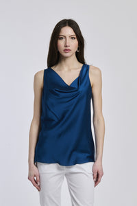 Canotta ottanio in tessuto con sfumature rame