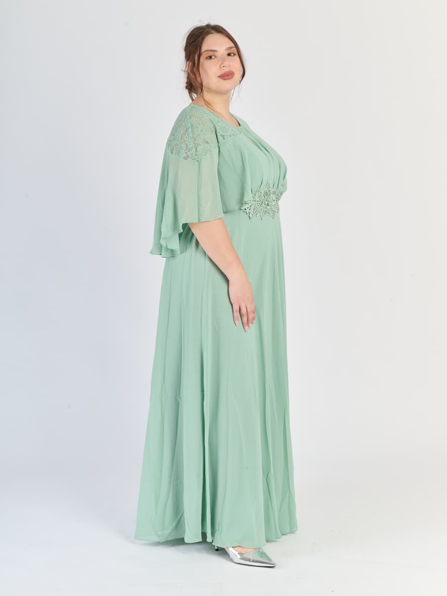 Lungo abito plus size Salvia