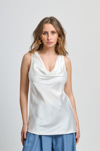 Canotta bianca minimalista in tessuto liscio