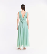 Abito da cerimonia salvia in pizzo concharme vegetale