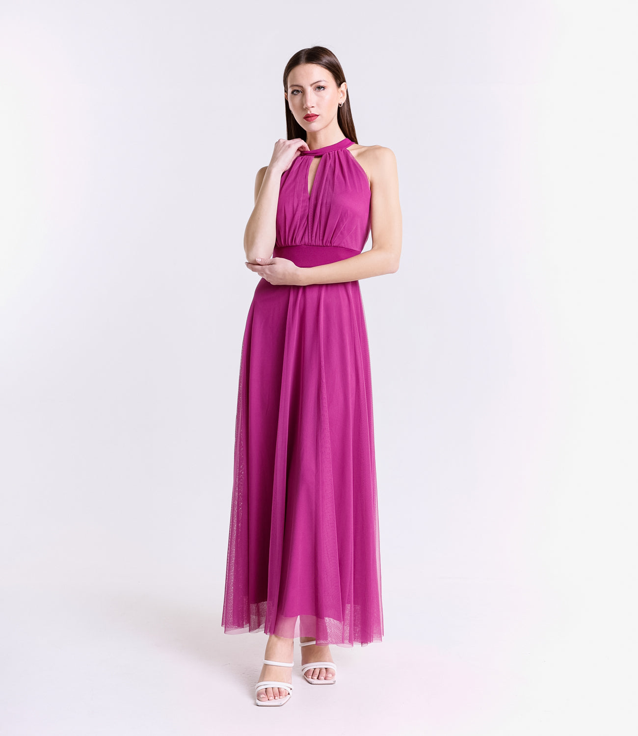 Abito lungo in tulle cut out Lucrezia