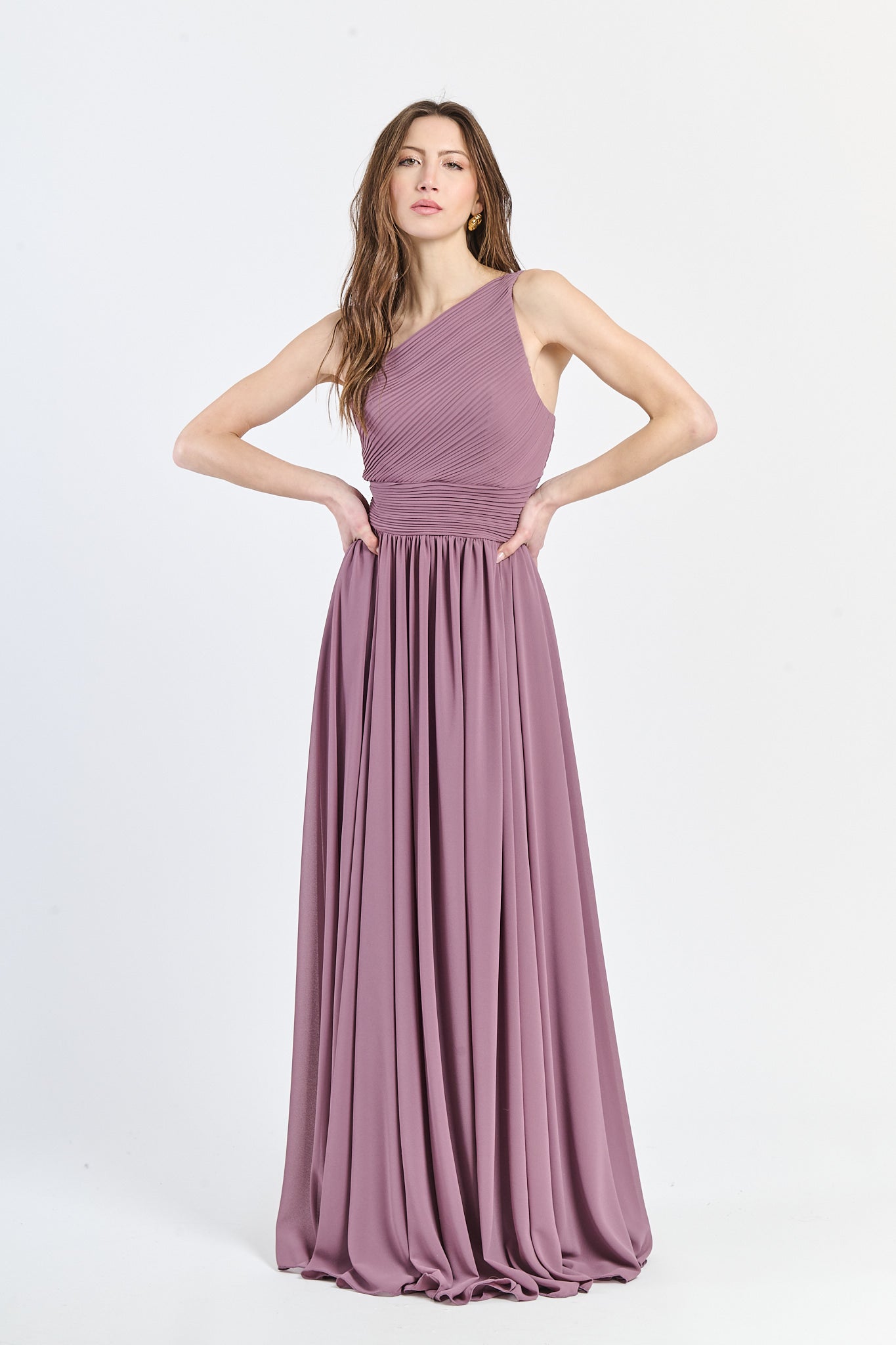 Abito lungo in tulle asimmetrico Luna