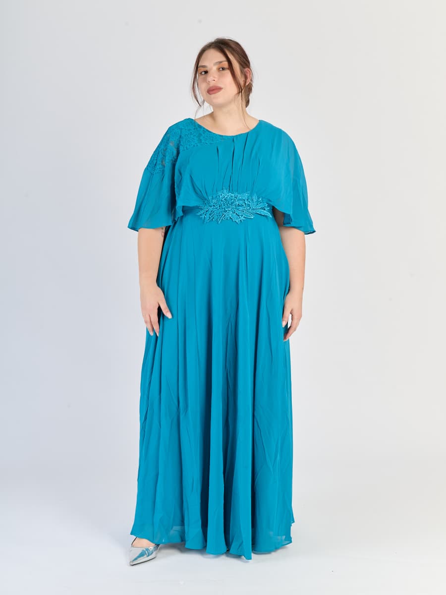 Lungo abito plus size Verde acqua, ideale per eventi estivi e formali