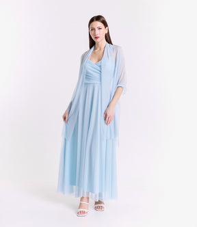 Abito azzurro soffice, maxi dress, ideale per serate estive