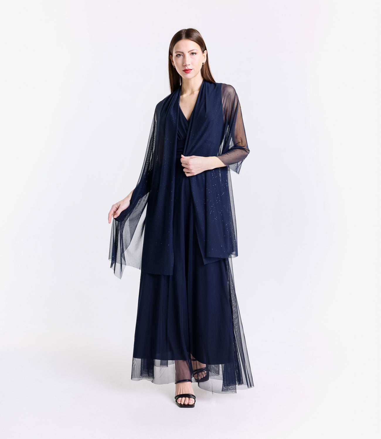 Abito formale navy in pizzo coneleganza iconica